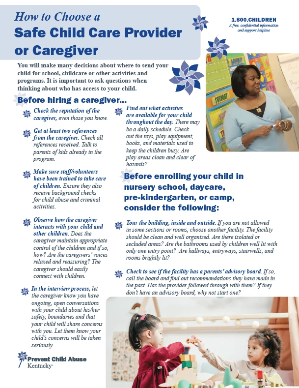 How to Choose a Safe Child Care Provider or Caregiver (Bundle of 25)