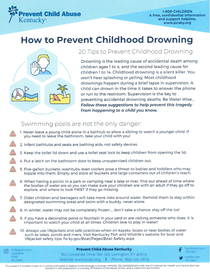 How to Prevent Childhood Drowning Tipsheet (Bundle of 25)