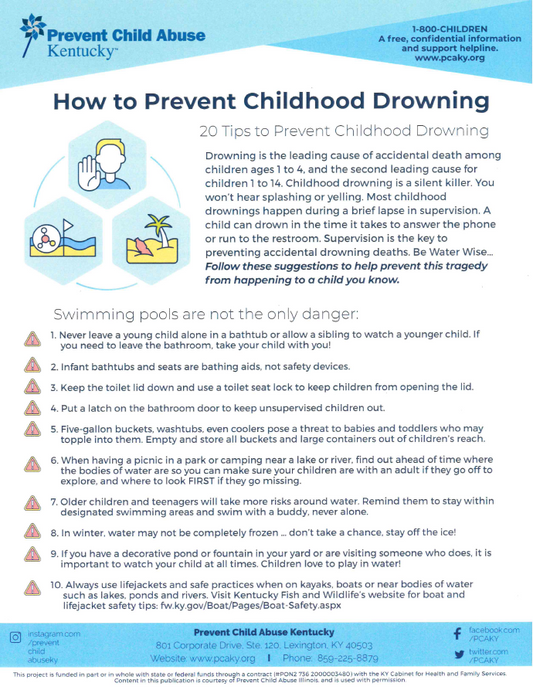 How to Prevent Childhood Drowning Tipsheet (Bundle of 25)