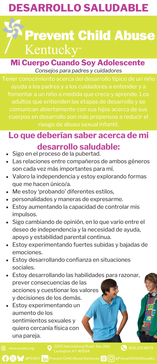 SPANISH: My Body When I Am a Teenager Parenting Slick (Bundle of 25)